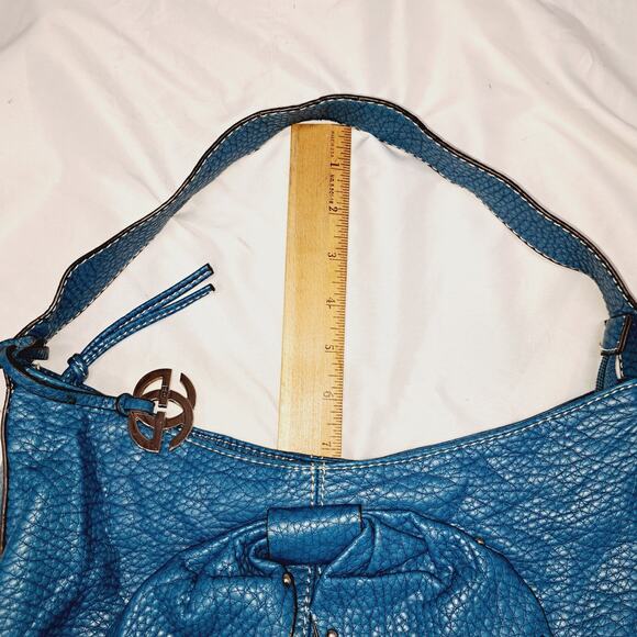 Marc Echo Vegan Leather Turquoise Blue Y2K Bow Detail Zipper Bucket bag - Picture 9 of 16